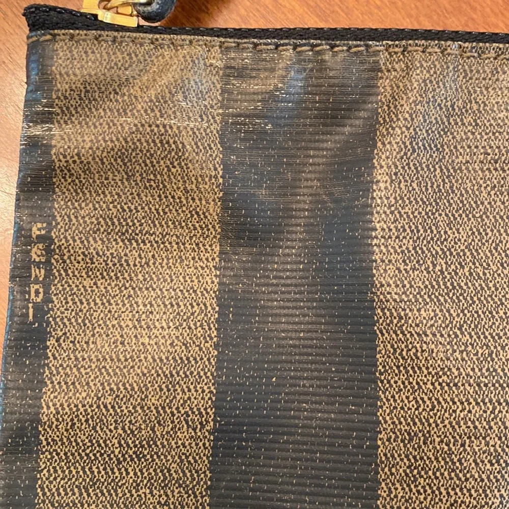 Vintage Fendi Pouch Brown Canvas Clutch - Picture 5 of 10